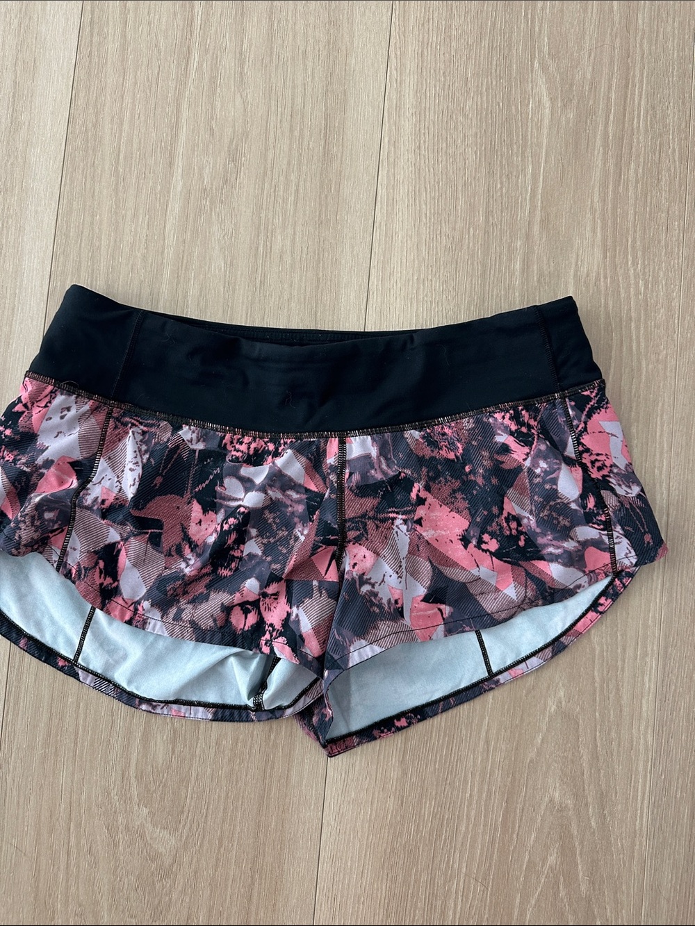 lululemon athletica Black and Pink Abstract Print Women's Athletic Shorts